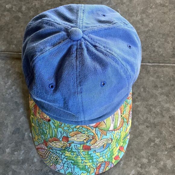 Vintage Dorfman Pacific Tropical Fish Snapback Hat Blue Green Aloha 80s 90s Dad - Picture 3 of 9